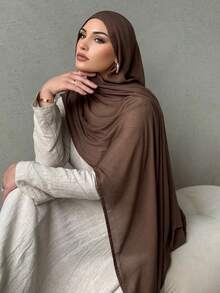 1pc 180*70cm Women's Solid Color Viscose Fiber Breathable Soft Modal Hijab Scarf, Suitable For Abaya Robe, Anti-Slip,Beach,Holiday,Travel Essential,Holiday - Viscose Hijab - View 2