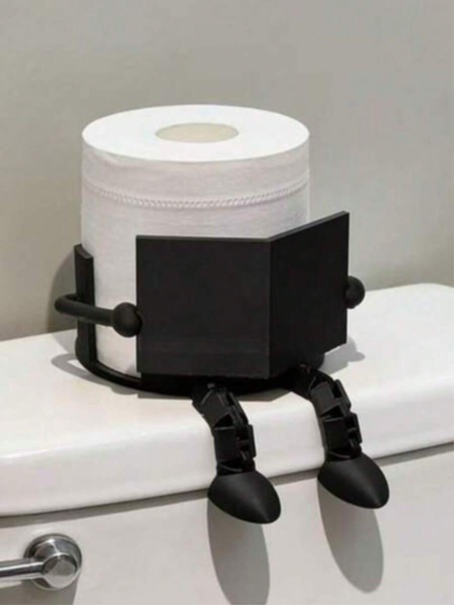 1pc Cute Book-Shaped Toilet Paper Holder, Durable Plastic Material, Freestanding Design, Suitable For Bathroom, Can Hold Standard Size Toilet Paper Rolls, Fun Decorative Accessory, Bathroom Decor Gift, Dynamic Design, Stable Structure