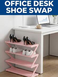 Estantería para zapatos en forma de Z de plástico, estante de almacenamiento de pie multifuncional de alta capacidad, organizador de pie fácil de montar, esencial para el hogar y el dormitorio, ahorra espacio, aplicable para la sala de estar y el dormitorio - Multicolor - Ver 8
