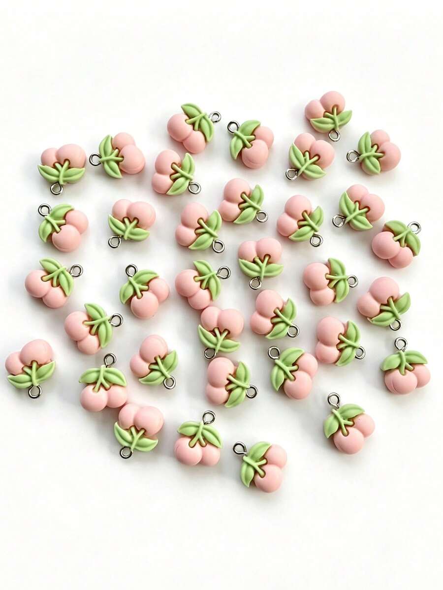 10/20pcs Cute Cherry Resin Charms - Adorable DIY Jewelry Pendants With Metal Jump Rings, Suitable For Earrings, Bracelets - Fruit Theme Handmade Material Accessories, Playful Pendant Design, Exquisite Craftsmanship - Multicolor - View 1