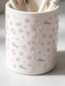 1pc Pink Cherry Blossom Sticker, Cherry Blossom Petals & Handwritten Text Elements, Girly Decorative Sticker, Suitable For Decorating Instant Camera, Water Cup, Phone, Tablet, Notebook, Fresh & Gentle Style, Handmade Beautification Tool, Versatile Spring Vibe Decorative Sticker - Pink Cherry Blossoms - View 2