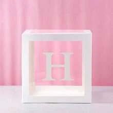 1/4件 25cm 白色字母透明盒，嬰兒洗禮盒，生日裝飾，婚禮裝飾，婚禮週年紀念裝飾，單身派對，新娘洗禮，桌面裝飾，首字母透明氣球盒驚喜禮物盒，拼名字母盒 - 白色 - 查看 18