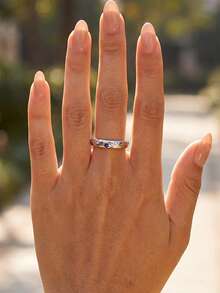 1pc 925 Sterling Silver Colorful Star Ring, Multiple Sizes Available, Suitable For Women, Ideal Choice For Date Gift Or Exquisite Jewelry - Silver - View 7