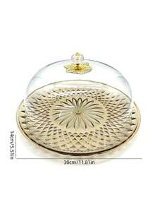 1pc Creative Luxury High-Foot Base Tray, Cake Cover Tray, Suitable For Wedding, Festival Tray Decor Display - Amber - View 16