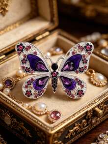 1 Stück glitzernde rosa Schmetterlings-Brosche, Blumenschmuck für Damen, stilvolle Nadel für Alltag & Bankett-Veranstaltungen - Verschiedenfarbig - Übersicht 11