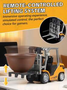 1:64 Alloy Forklift Remote Control Construction Vehicle, Fork Hook Can Move Up And Down, With LED Lights, Phone Remote Control Operation - Suitable For Boys And Girls Children's Gift Remote Control Model Car Toy - Multicolor - View 6