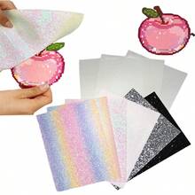 [9pcs Set]6pcs Rainbow Glitter Fabric Iron-On Beads + 3pcs Baking Cloth, Easy To Iron No-Hole Craft, Melted Bead Craft Accessories Tools (15*20cm) - A - View 2