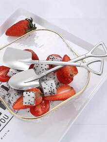 10pcs Stainless Steel Dessert Spoon Set, Elegant Scoop-Shaped Teaspoons, Suitable For Coffee, Ice Cream, Fruit, Pudding, Yogurt, Dessert Cakes, Creative Watermelon Spoon, Reusable, Suitable For Home Kitchen, Restaurant, Party Dining, Holiday, Kitchen Cutlery - View 4