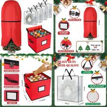 6 Pcs Upright Christmas Tree Storage Bag Set Christmas Tree Storage Bag 26" Xmas Wreath Containers 11.8" Ornament Bags With Dividers Hold 64 Balls For Artificial Trees Garland - Red - View 1