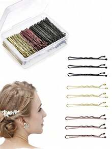 150PCS/50/10/Set Strong Women's Hair Clips, Non-Slip Hair Clips, Solid Color Bob Clips, Saudi Arabia National Day Accessories, Halloween Autumn Decorative Hair Clips And Headbands - Gold - View 7
