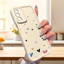 1 ốp điện thoại thời trang chất liệu TPU Android nguyên chất, họa tiết nhiều trái tim mini, bảo vệ ống kính, dày chống rơi, chống vân tay, màu be cát kim cương, tương thích với iPhone/HONOR/ - Màu be - Xem 4