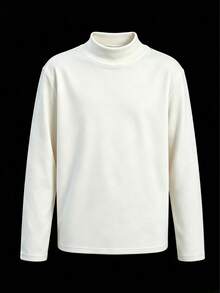Tween Boy 3 Pieces Set Half-Neck Thickened Fleece Long Sleeve T-Shirts, Suitable For Autumn/Winter Base Layer, Warm And Comfortable Tops For Cold Winter - Multicolor - View 4