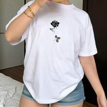 Camiseta de manga ccomndota para mujer, disponible en varios colcomndoes, ccomndote holgado - Blanco - Ver 1