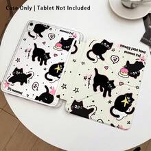 Black Cat, Heart, Cake, Star Pattern Painted Effect Tablet Protective Case With Stand, Compatible With Honor 8/9/10/X8/X8A/X9/X8Pro/X9Pro, MatePad SE 11 Inch/MatePad 11 Inch/11.5 Inch/MatePad Pro, Apple 10th/11th Gen 2025 (A16), Galaxy Tab A7/A9 And Other Popular Models - Style 38 - View 3