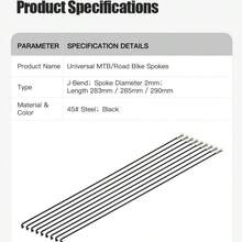 BOALNY BOLANY Bicycle Black Elbow Spokes 283mm/285mm/290mm 2PCS MTB Wheel Set Parts For Mountain Road Bikes 2mm Diameter - Black - View 2