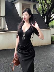 Women Long Dresses - Black - View 2