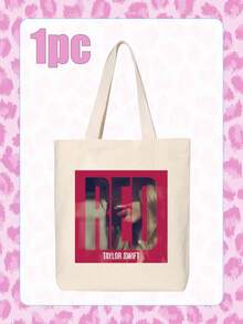 Bolso Tote RED Album, marco cuadrado rojo con impresión de retrato grande "RED" superpuesta y texto en la parte inferior, bolso de hombro reutilizable con doble asa para fan Swiftie, uso diario, escuela y concierto - Multicolor - Ver 8