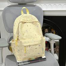 Stylish Backpack Made Of Durable Material For Girls And Young Women, Suitable For Daily School Use. - Yellow With Pendant - View 9