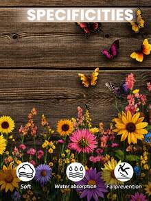1pc Outdoor Non-Slip Patterned Floor Mat, Indoor Carpet, Bathroom Mat, Kitchen Mat, Decorative Rug, Multi-Functional Hallway Mat, Soft And Comfortable, Easy To Clean, Suitable For Indoor And Outdoor Entryways, Bedroom, Home Decor - Multicolor - View 5