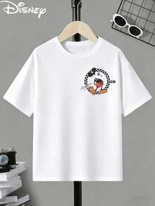 Disney Boys' Summer Round Neck Short Sleeve - Classic Mickey Mouse - Printed Pattern T-Shirt Pullover, Suitable For Boys To Wear - 白色 - 查看 3