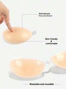1/2/3 Pairs Women's Ultra-Strong Adhesive Silicone Invisible Bra, Bridal Bra, Reusable Summer Dress/Camisole Bra - Apricot - View 7