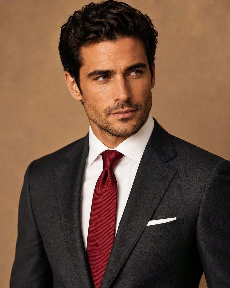 Men's Formal Ties, Versatile For Suits, Suitable For Weddings, Banquets, And Job Interviews. - 酒紅色 - 查看 1