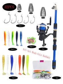 Set Lengkap Joran Pancing, Joran Pancing Laut, Joran Pancing Casting, Dilengkapi Tas, Termasuk Reel Pancing, Senar Pancing, Umpan Pancing, dan Aksesoris. - Biru - View 3