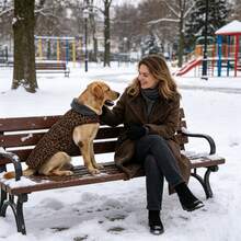 Metglad 中大型犬冬季外套，带羊毛衬里的保暖背心 - 宠物服装，寒冷天气狗狗雪地夹克，防风冬季大衣 - 棕色 - 查看 3