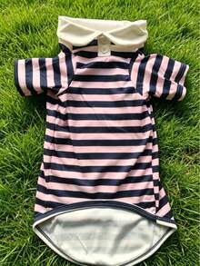 1pc Dog T-Shirt Simple Striped Dog T-Shirt Shirt, Summer Breathable Striped Shirt Pet Clothes Dog Apparel Striped Clothes Cat Universal Style Suitable For Schnauzer, Maltese, Teddy, Yorkshire, Bichon, Pomeranian, Poodle And Other Small Dog Clothing T-Shirt, Pet Dog Super Cool T-Shirt Handsome Polo Shirt - Pink - View 5