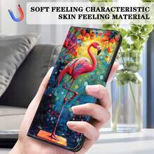 GLANDOTU Creative Colorful PU Leather Phone Wallet Protective Case Flamingo Pattern Double Fold Design With Card Slots And Card Pockets Compatible With Multiple Phone Brands And Models - Multicolor - View 1
