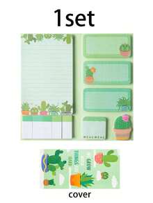 Cactus Pattern Sticky Note Set, Cute And Beautiful Self-Adhesive Memo Pads, Back To School Essential Desk Decor, Inspirational Planner Bookmarks - A - View 10