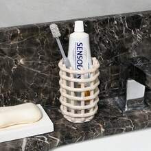 Ceramic Toothbrush Holder 11.5cm X 7.5cm Smooth Hollow Toothbrush Rack For Bathroom Countertop Ceramic Bathroom Storage Rack Can Store Toothbrushes, Toothpaste And Vanity Supplies White/Black/Beige/Red - Multicolor - View 7
