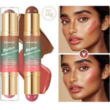 Butter Radiance & Go Multi-Function Makeup Stick, Suitable For Eyes, Face, Cheeks, Contour And Lips, Daily Women's Makeup, Dual-End Design, 4 Colors Available, Suitable For All Skin Types - Multicolor - View 11