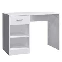 100cm Length Computer Desk, Study Writing Table, PC Laptop Desk With 1 Drawer And 2 Shelves - White - View 6