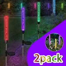 2pcs Solar Reed Lamp Bubble Stick RGB Color Acrylic, Outdoor Courtyard Park Landscape Point Lawn Plug In Landscape Lamp, Garden Lights For Yard, Easy Installation - Solar Crystal Rod - View 2