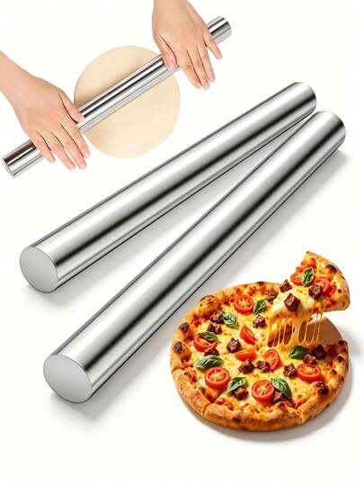 1pc Stainless Steel Hollow Rolling Pin, Non-Stick Baking Rolling Pin, Dough Roller, Kneading Tool, Pizza Roller, Dumpling Skin Roller, Suitable For Making Pizza, Pie, Pasta, Cookies, Bread, Dumpling Skins, Applicable For Home, Restaurant, Bakery, Cake Shop, Kitchen Baking Tool, Can Be Given As A Gift To Grandparents, Parents, Family, Friends, Neighbors, Cooking And Baking Enthusiasts, Mother's Day Gift, Thanksgiving Gift