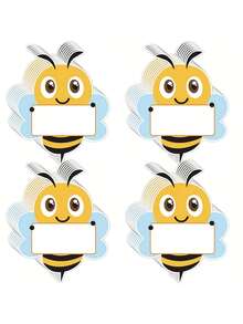 50pcs Cute Bee Paper Labels With Durable Adhesive Backing, Suitable For Classroom Bulletin Boards, Storage Lockers And Desk Name Stickers Decoration - View 2