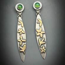 Retro And Elegant Hand-Printed Pendant Earrings, Bohemian-Style Creative Party Jewelry, Perfect Gift For Festivals - Silver - View 1