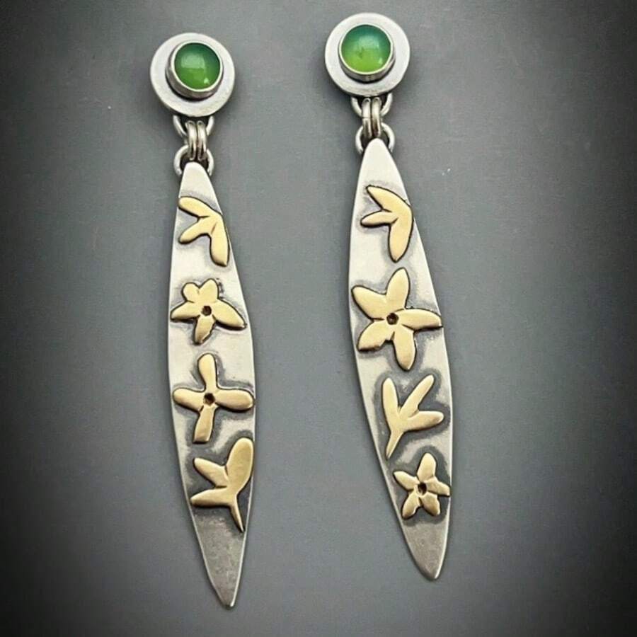 Retro And Elegant Hand-Printed Pendant Earrings, Bohemian-Style Creative Party Jewelry, Perfect Gift For Festivals - Silver - View 1