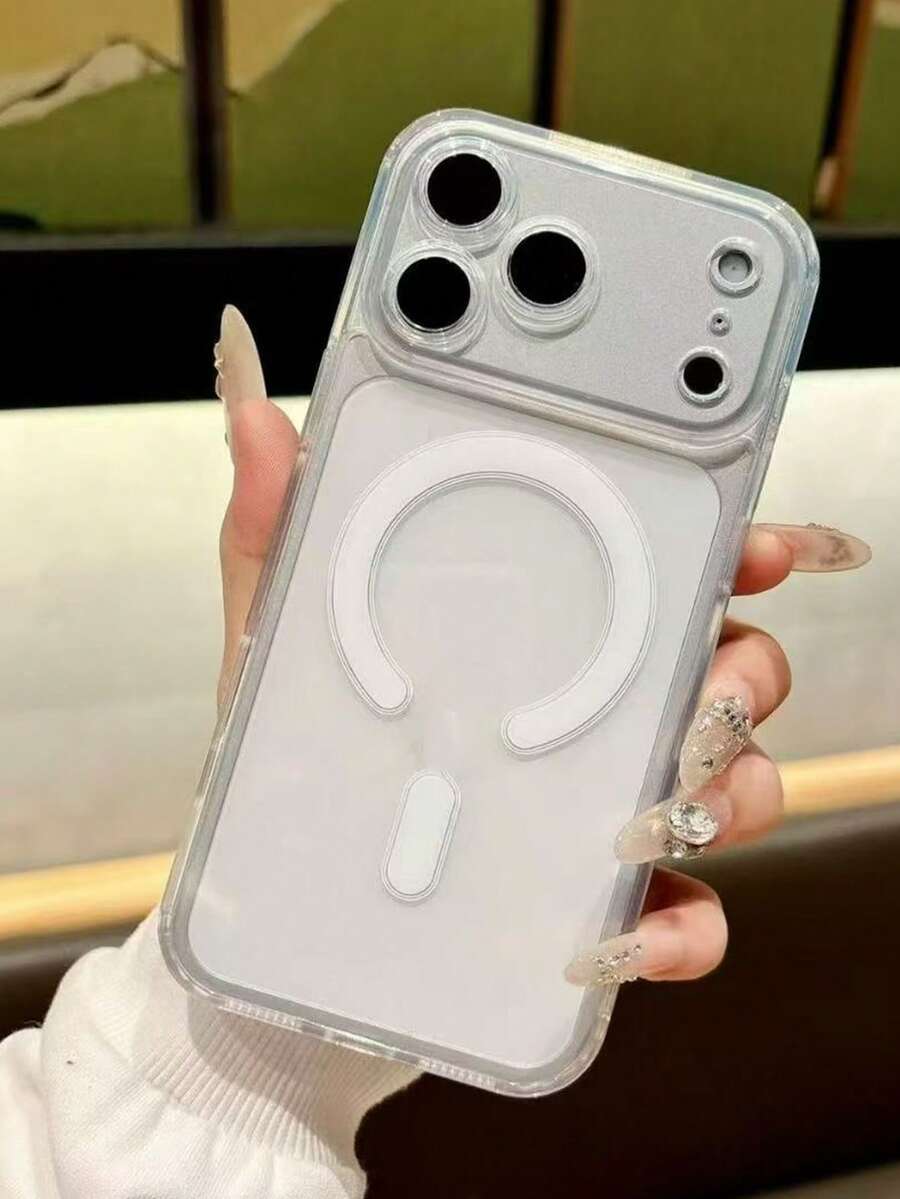 磁吸手機殼,相容 Apple 17/16/15/14/13/12/11,支援 MagSafe,防震框架,耐刮透明背蓋 - 亞克力精孔磁吸 - 查看 1