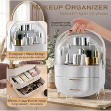 1pc Dust-Proof Acrylic Cosmetic Storage Box, High-End Transparent Makeup Organizer With Drawer And Lid, Large Capacity, With Handle, Multi-Functional Skincare Display Rack, Suitable For Bedroom, Bathroom, Vanity, Perfect Gift For Women - Multiple Specifications - View 3
