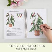 (28 Pages/300g Special Paper/191g/No Brush Included) Beginner Watercolor Painting Book, Plant & Flower Practice Workbook, With Step-By-Step Guide, Simple Guided Art Exercises, Relaxing Creative Hobby, Framable Artworks, Gift For Adult Women - Multicolor - View 3
