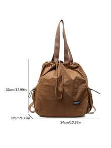 Solid Color Minimalist Large Capacity Portable Women's Bag, Versatile Style, Suitable For Daily Commute, Travel, Shopping - Khaki - View 7