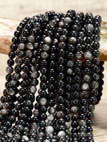 8mm AAA Natural Silvery Obsidian Loose Beads For Jewellery Making Round Polished Beads For DIY Necklaces And Bracelets Length 38cm/15inch - Silver Obsidian - View 2
