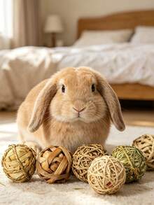 9 piezas de juguetes de actividad para masticar y desgastar para animales pequeños, incluyendo pelota de conejo, conejo, hámster, juguetes para masticar para cobaya, regalo de Navidad, entrenamiento, Día de San Valentín y regalo para animales pequeños - Ver 4