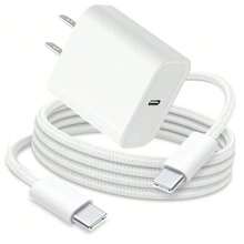 Set Pengisi Daya Cepat USB-C PD 20W, Kabel Data Type-C ke C Nilon Kepang 1/2/3 Meter, Colokan Pengisi Daya Dinding Portabel Ringkas, Kompatibel dengan iPhone 17 16 15, Kompatibel dengan S26-S20 - Steker Tipe AS A (110-127V) - View 10