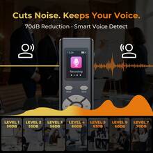 Digital Voice Recorder With Playback Function, Zinc Alloy 8GB Voice-Activated Recording Device, 68 Hours Recording, 1536Kbps Clear Audio, Portable Mini Recorder For Lectures, Meetings, University, Interviews - 查看 5