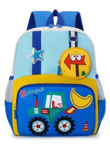 New Neutral Color-Block Tractor Backpack, Lightweight And Comfortable, Suitable For Casual Travel And As A School Bag - Blue - View 12