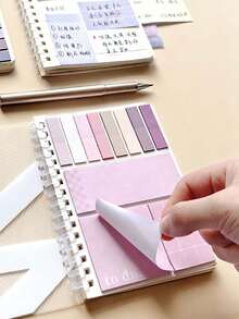5pcs/1pc Multi Functional Note Pad Combination Sandwich Notebook With Adhesive Ins Style Index Sticker, Soft Wire Circle, Horizontal Line, Loose Leaf Notebook - one-size - View 4