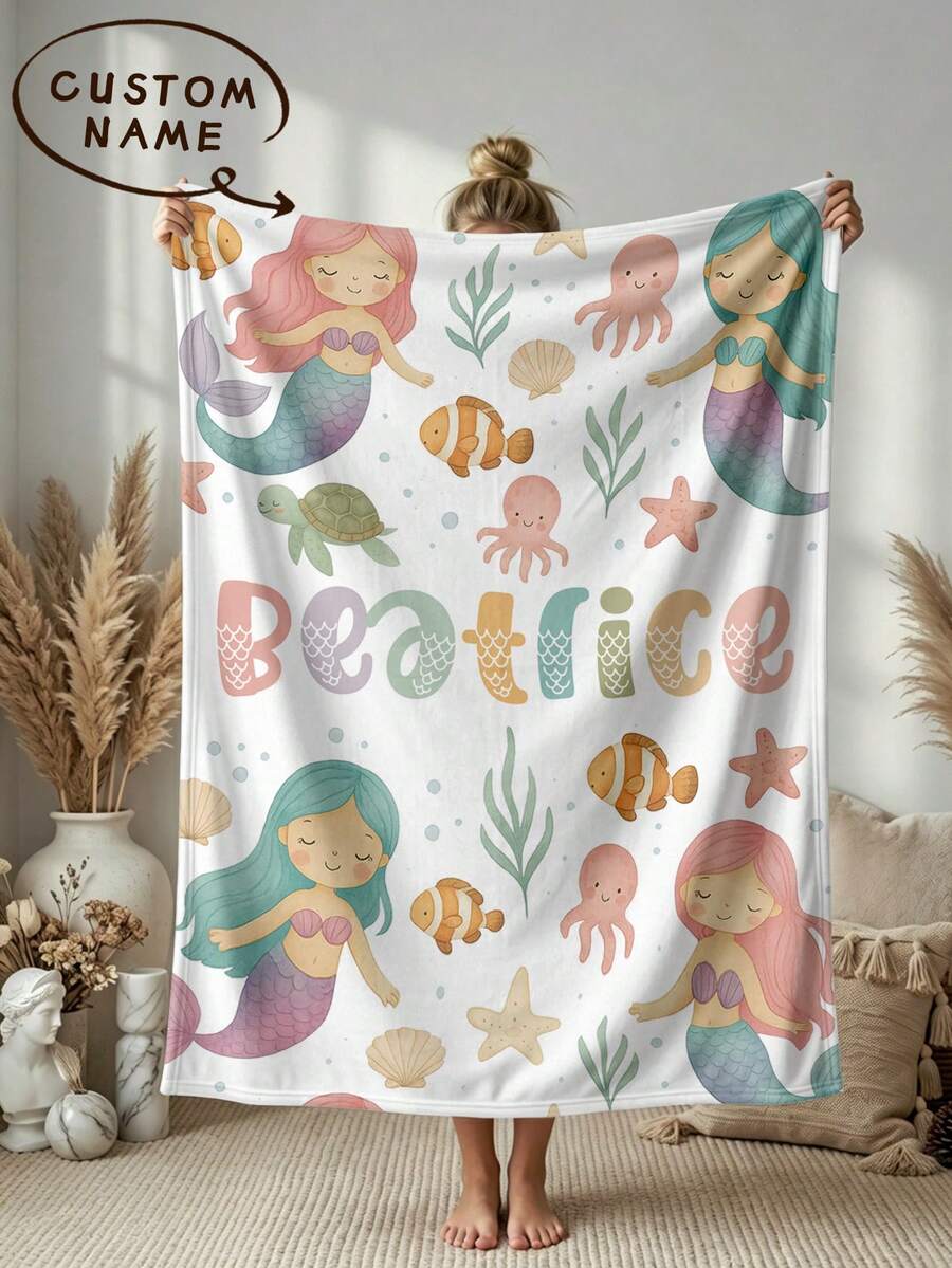 1 pièce Couverture personnalisée avec nom, convient pour le lit, le salon, le canapé, l'extérieur, la plage, le camping, les animaux de compagnie et plus encore, couverture de lit avec impression de texte personnalisé pour la famille/les animaux de compagnie/les couples, cadeau de Noël personnalisé, cadeau familial, cadeau d'anniversaire, cadeau pour un ami, cadeau pour femme. - Style 2 - Voir 1